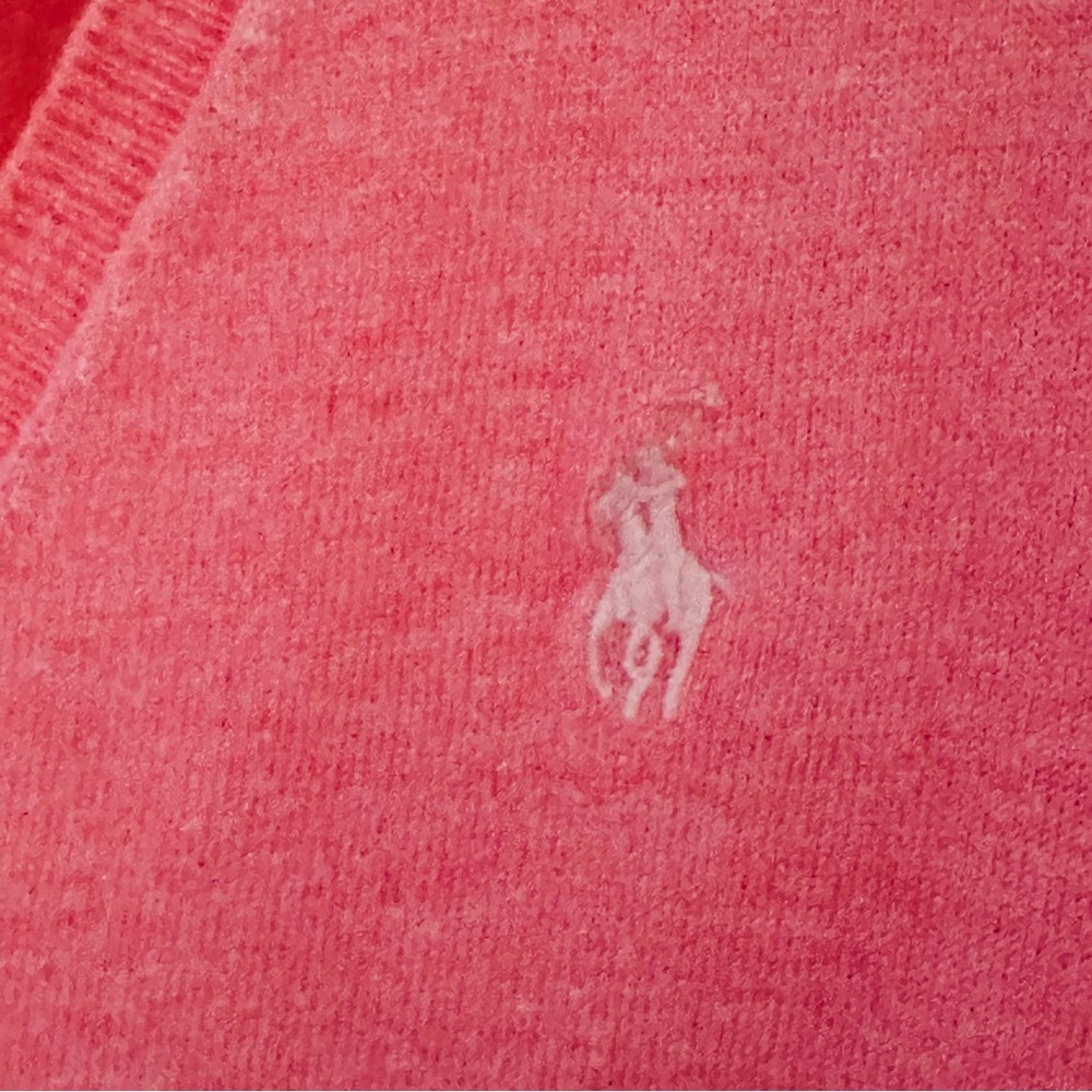Ralph Lauren Coral pink v neck oversized loose spring sweater